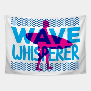 WAVE whisperer retro surfing overprint style Tapestry