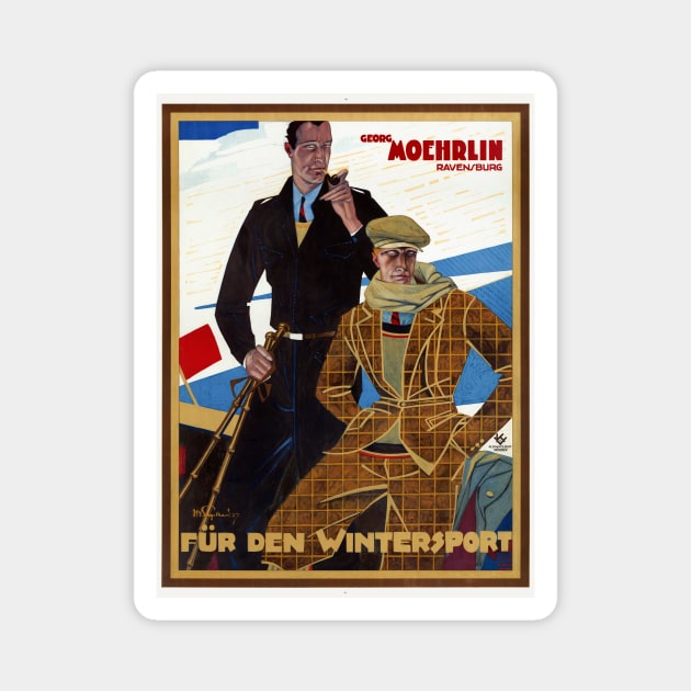 Für den Wintersport Germany Vintage Poster Magnet by vintagetreasure