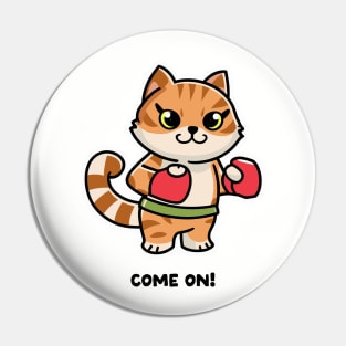 cat with red boxing gloves Pin