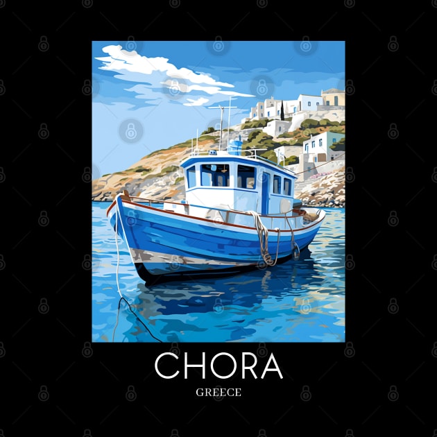 A Pop Art Travel Print of Chora Andros Island - Greece by Studio Red Koala