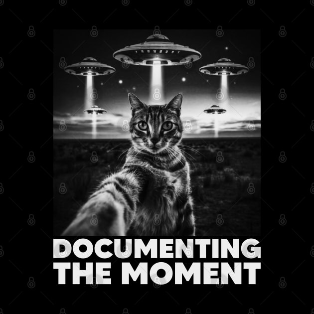 Selfie of Cat And Aliens UFO, Documenting The Moment, Funny Cat by Megadorim