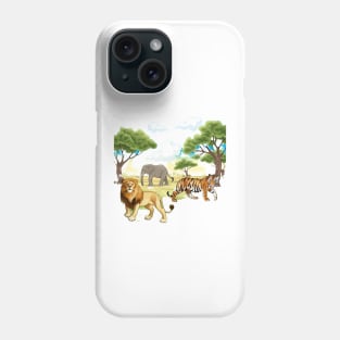 Tiger  Elephant and lion(wild animals) Phone Case