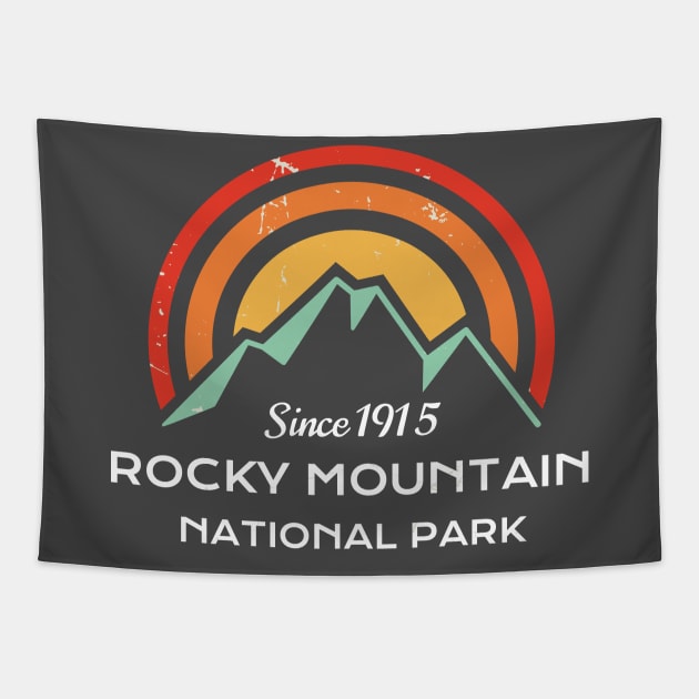 Rocky Mountains National Park Retro Tapestry by roamfree