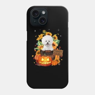 White Bichon Frise Halloween Pumpkin Fall Bucket Phone Case