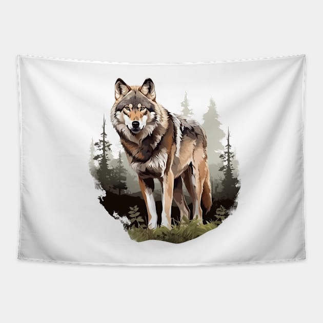 Watercolor Wolf Tapestry by zooleisurelife