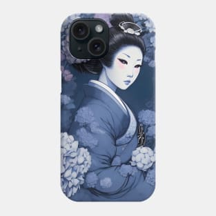 Japanese Geisha with Hydrangea Flowers Phone Case