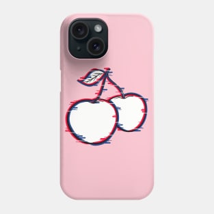 Glitch effect on two cherries Phone Case