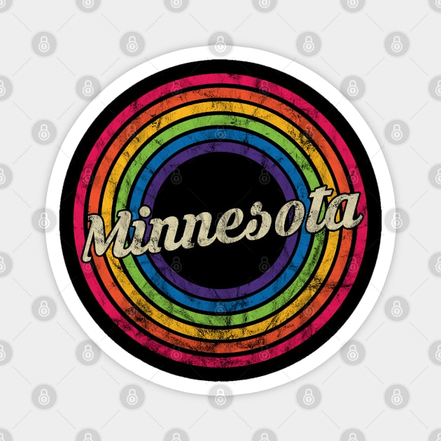 Minnesota - Retro Rainbow Faded-Style Magnet by MaydenArt