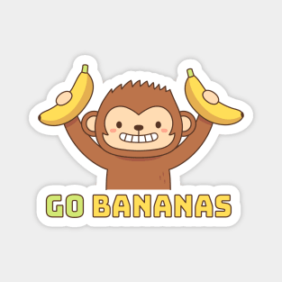 Cute Monkey Go Bananas Doodle Magnet