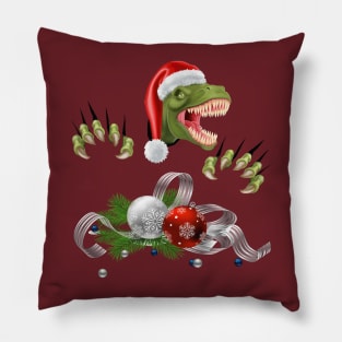 Christmas T-Rex Pillow