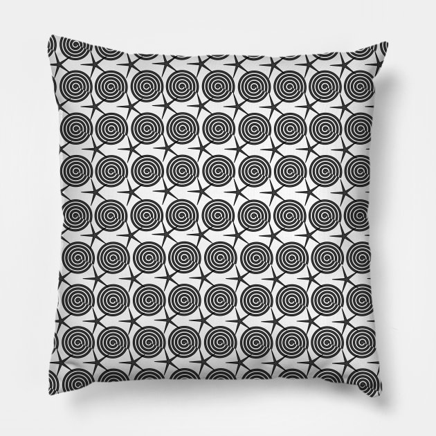 Black and white spiral with star Pillow by Design to express