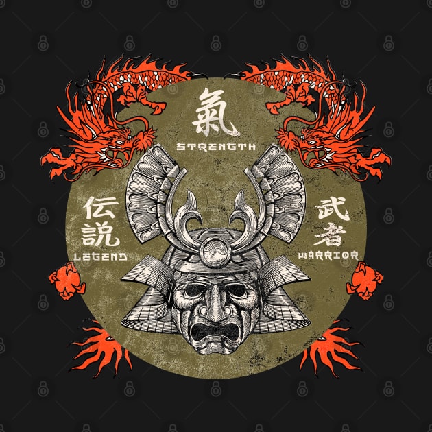 Samurai Mask Dragon Streetwear Vaporwave Kanji Character Japanese Aesthetic 608 by dvongart