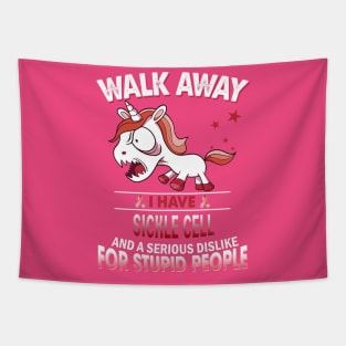 funny sickle cell grumpy unicorn warrior Tapestry