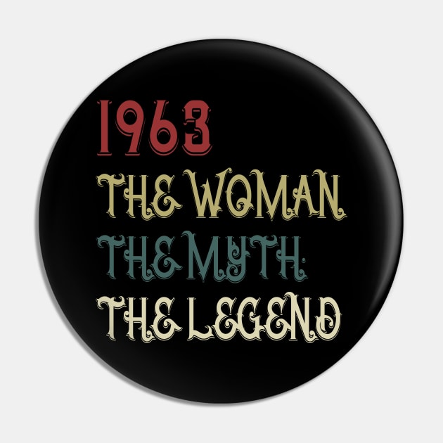 Vintage Retro 1963 Legend Gift 57th Birthday Womens Pin by Damsin