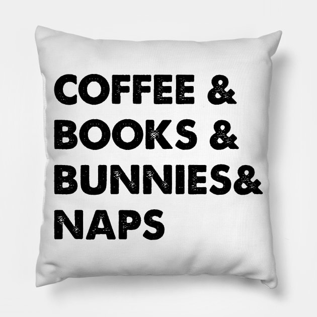 bunny and coffee and naps and books Pillow by youki