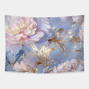 White and Blue Floral Pattern for Mother Tapestry