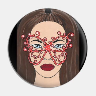 PRETTY Woman Butterfly Mask Pin