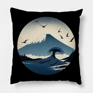 Mountain and Birds scenery Japan Art Pillow