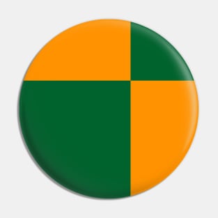 Two Colored Off Centered Square Pattern - Orange and Green - Abstract and Minimal Throw Pin