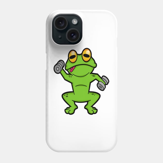 Frog at shoulder training with Dumbbells Phone Case by Markus Schnabel