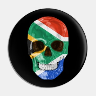 South Africa Flag Skull - Gift for South African With Roots From South Africa Pin