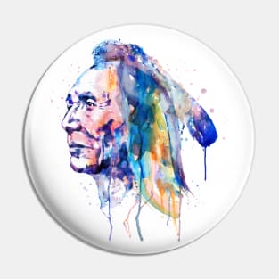 Sioux Warrior Watercolor Pin