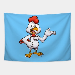 Friendly Cartoon Chicken Tapestry