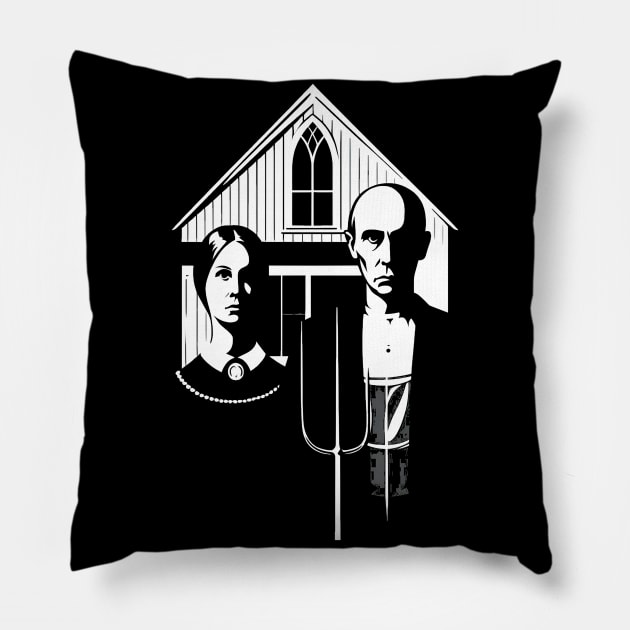 American Gothic Silhouette Version Pillow by MetalByte