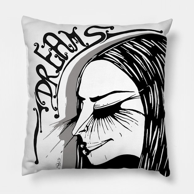 Dreams Black & White - Pillow by EshiPaints