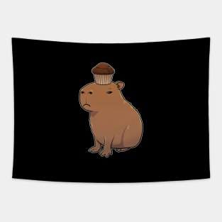 Capybara with a Chocolate Muffin on its head Tapestry