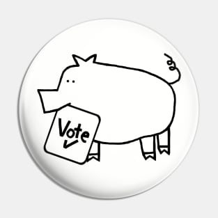 Cute Pig says Vote Outline Pin