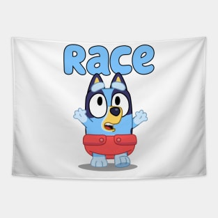 Bluey and Bingo race funny Tapestry