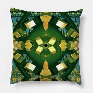 Spring Fling in Green and Gold Pillow