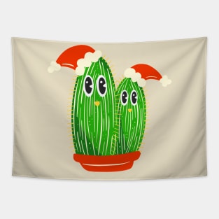 Festive Christmas Cactus Hats Tapestry