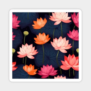 Serenity Blooms: Timeless Lotus Flower Pattern Magnet