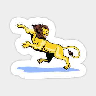 Lion Attacking Retro Magnet