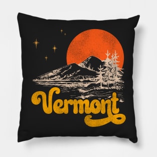 Vintage State of Vermont Mid Century Distressed Aesthetic Pillow