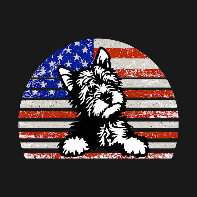 Yorkie Yorkshire Terrier  Vintage dog on American flag   - Yorkie Yorkshire Terrier   DAD and MOM Gift by YANISOVE