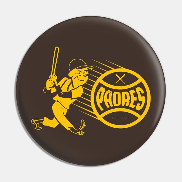 deadmansupplyco Vintage Baseball - San Diego Padres (Yellow Padres Wordmark) Pin