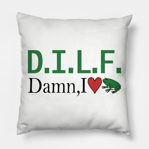 Frog Dad DILF I Love Frogs Pillow by ellenhenryart