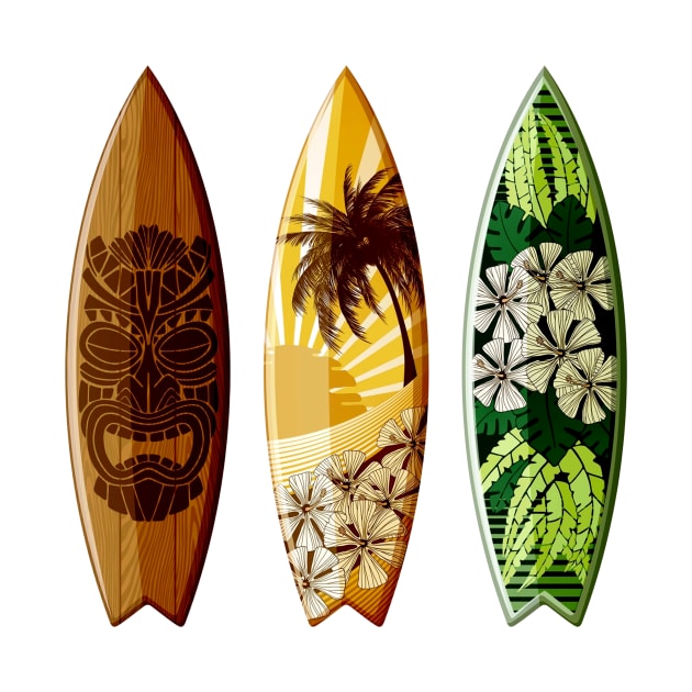 three decorated surfboards island style by pickledpossums