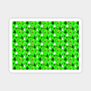 Holiday Doodles on Bright Green Background Magnet