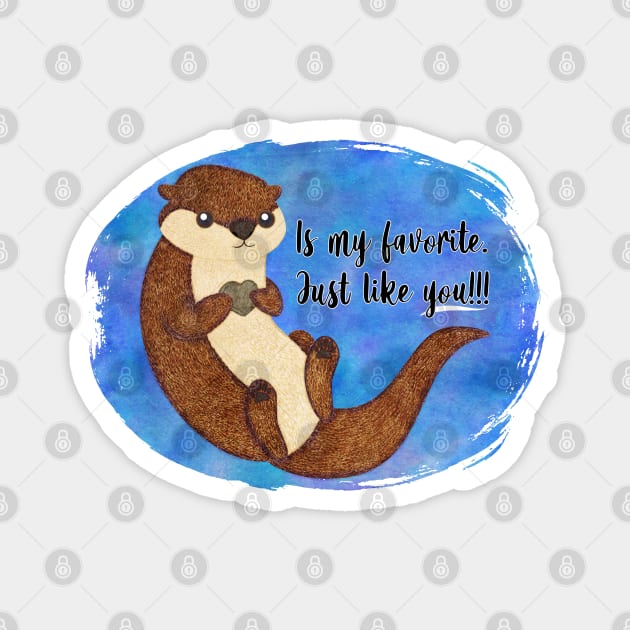 Otter Favorite Heart Rock Magnet by ViolaVixi