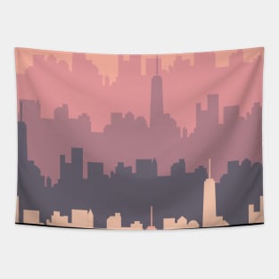 New York Pink Skyline Pattern Tapestry