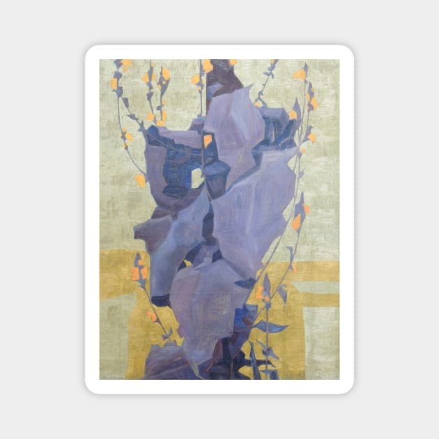 Egon Schiele- Stilisierte Blumen vor dekorativem Hintergrund Magnet by SybaDesign