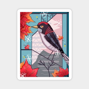 Maple leaves bird Magnet