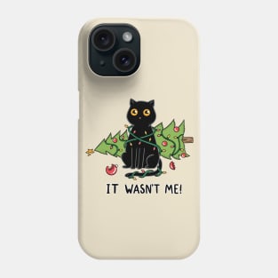 Cat and Christmas tree Phone Case