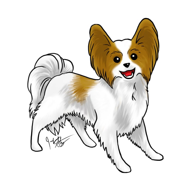 Dog - Papillon - Brown and White by Jen's Dogs Custom Gifts and Designs