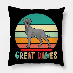 Vintage Retro Great Danes Pillow