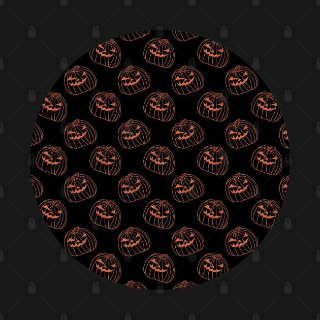 Black Round of Halloween Horror Pumpkin Heads by ellenhenryart